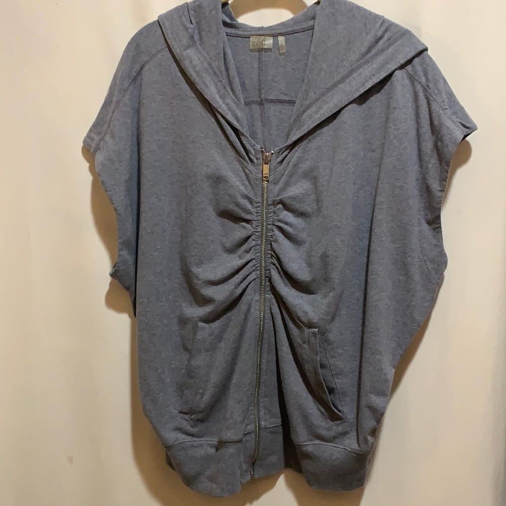 ZELLA GRAY KNIT HOODIE JACKET SZ S COTTON/SPANDEX